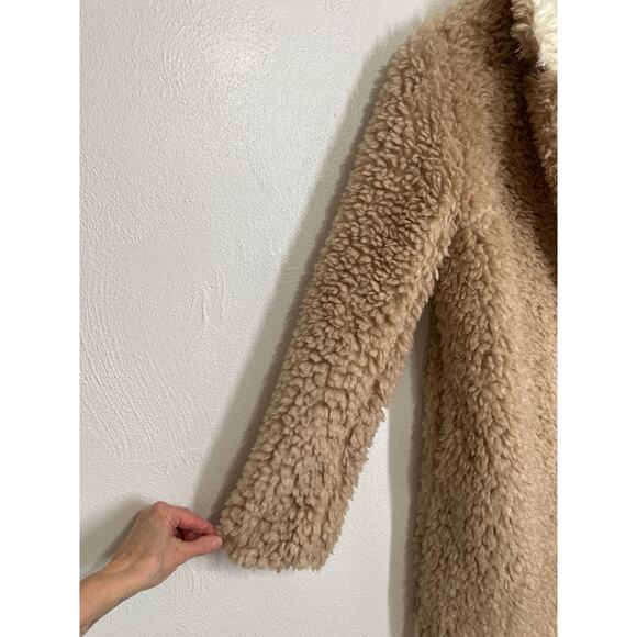 Paper Crane Ultra Soft FuzzyTeddy Bear Coat M Tan Cream Soft Girl Coquette - Picture 2 of 13